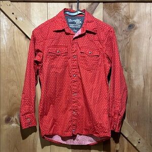 Wrangler Kids Red Patterned Button Down Shirt